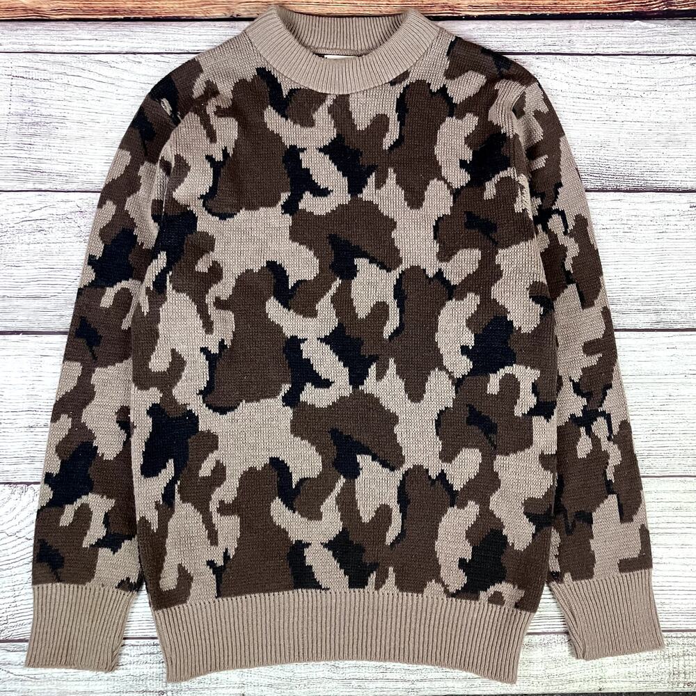 Vintage 1990s Winona Camouflage Wool Crewneck Sweater